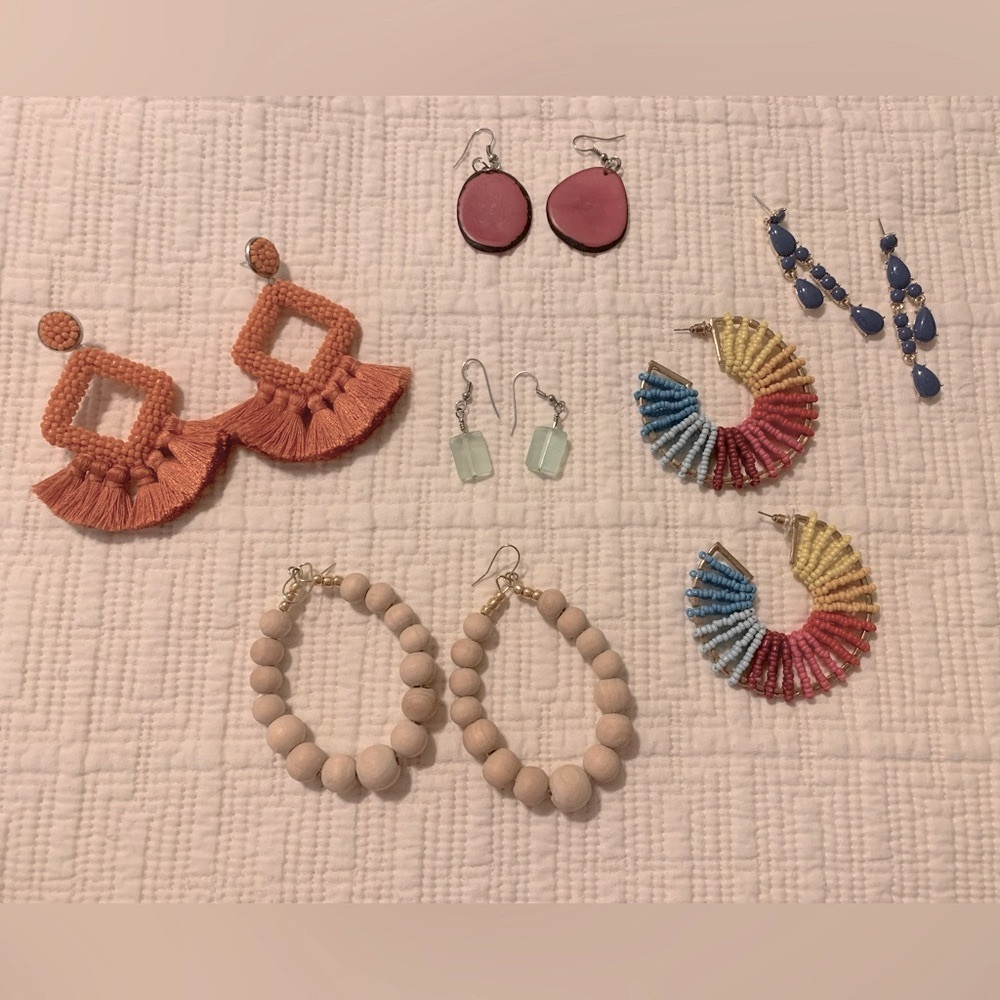 Earrings - 6 pair - assorted sizes and colors